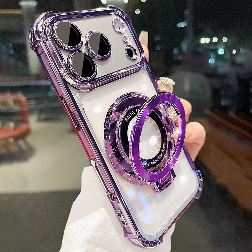 Anti-Drop Luxury Electroplated Case for iPhone with Ring Holder