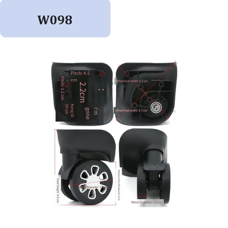 For W098 360-Degree Silent Rotation Wear-Resistant & Slip-Resistant Easy Replacement Universal Replacement Parts Luggage Swivel