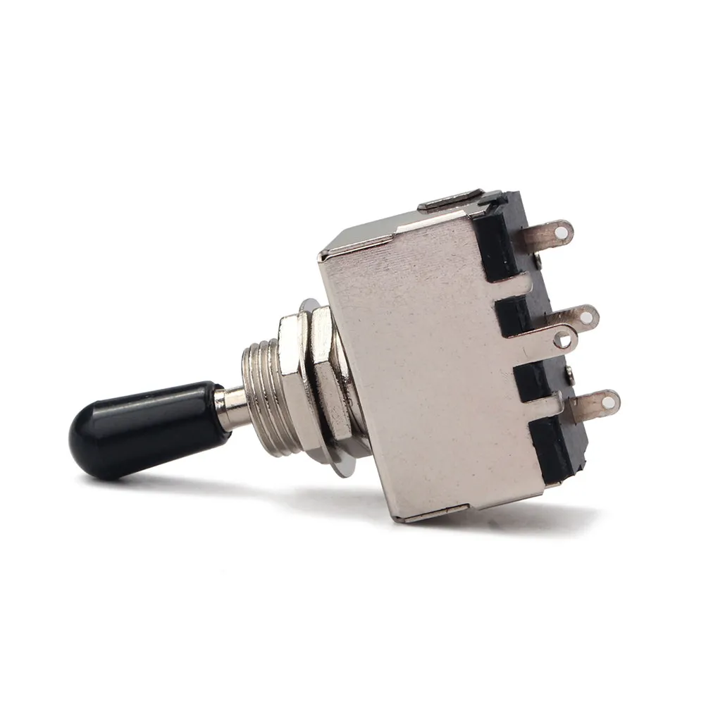 3-Way Sealed Toggle Switch for Guitar Pickup Selector – Chrome/Black, 4.8x2.9x1.5cm, DIY Replacement