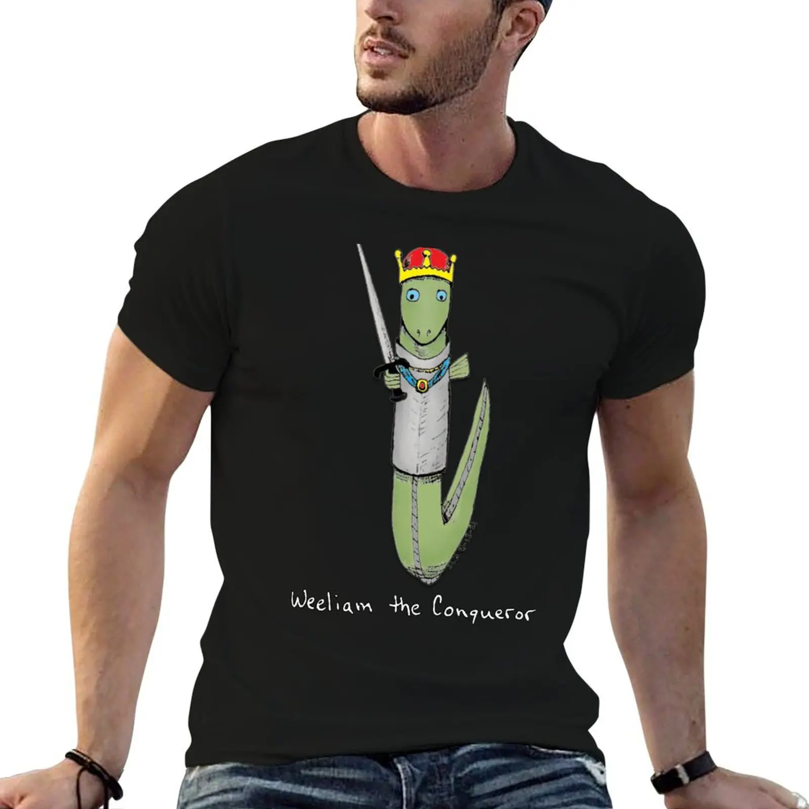 T-Shirt Weeliam le conquérant avec texte blanc pour hommes, 100% coton, marque de luxe, t-shirt graphique pour hommes