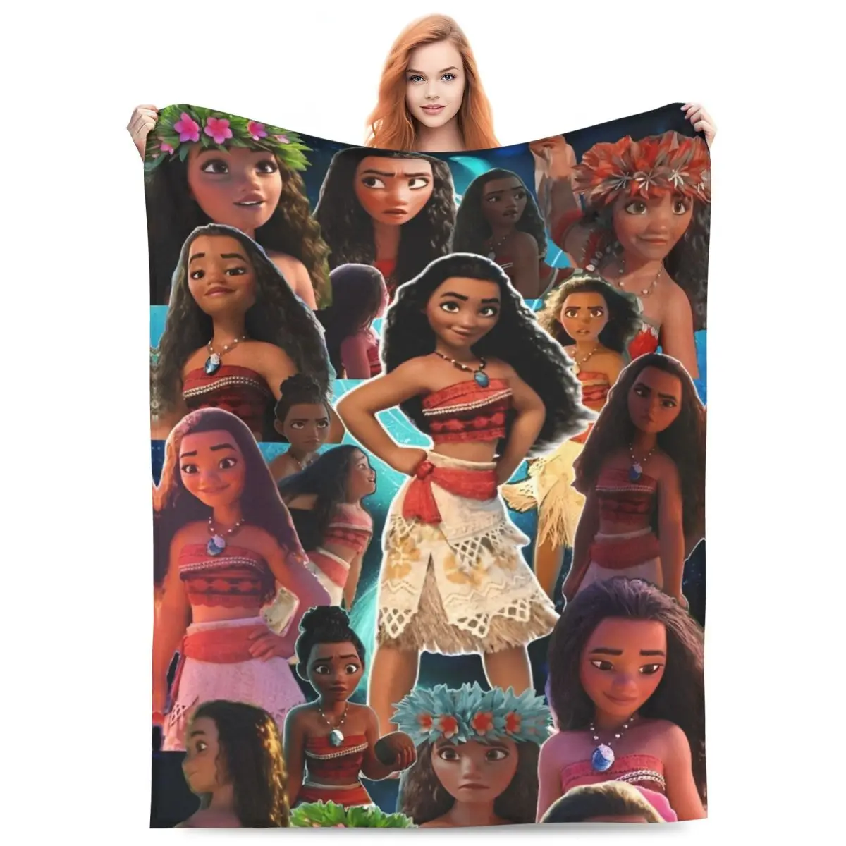 Anime Moana Printed Flannel Blanket 3D Printing Warm Soft Throw Blanket for Couch Chair Decorative Bedspread Sofa Bed Cover