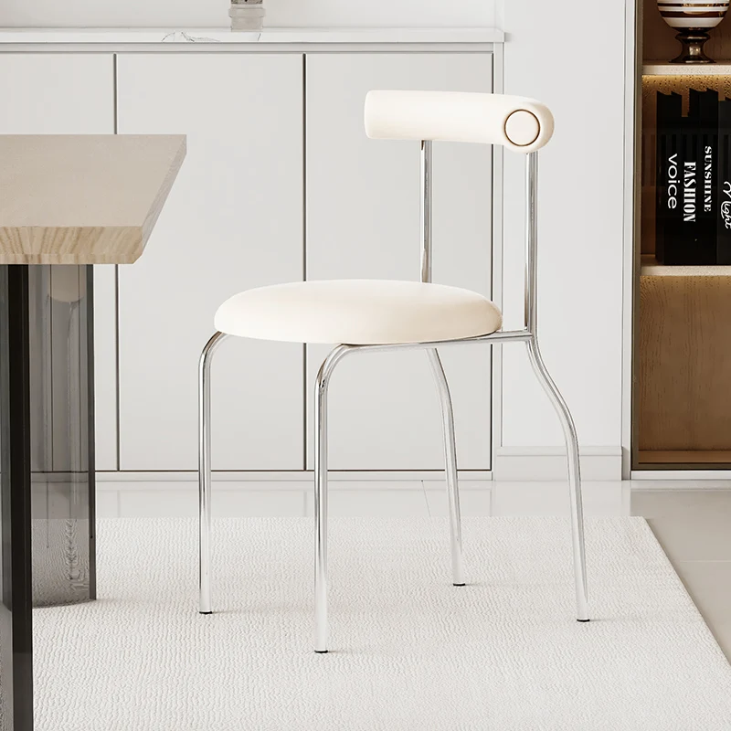 

Vintage Cream-Style Dining Chair, Home Living Room Chair, Bedroom Minimalist Vanity Chair, Office Meeting Room Iron Seating