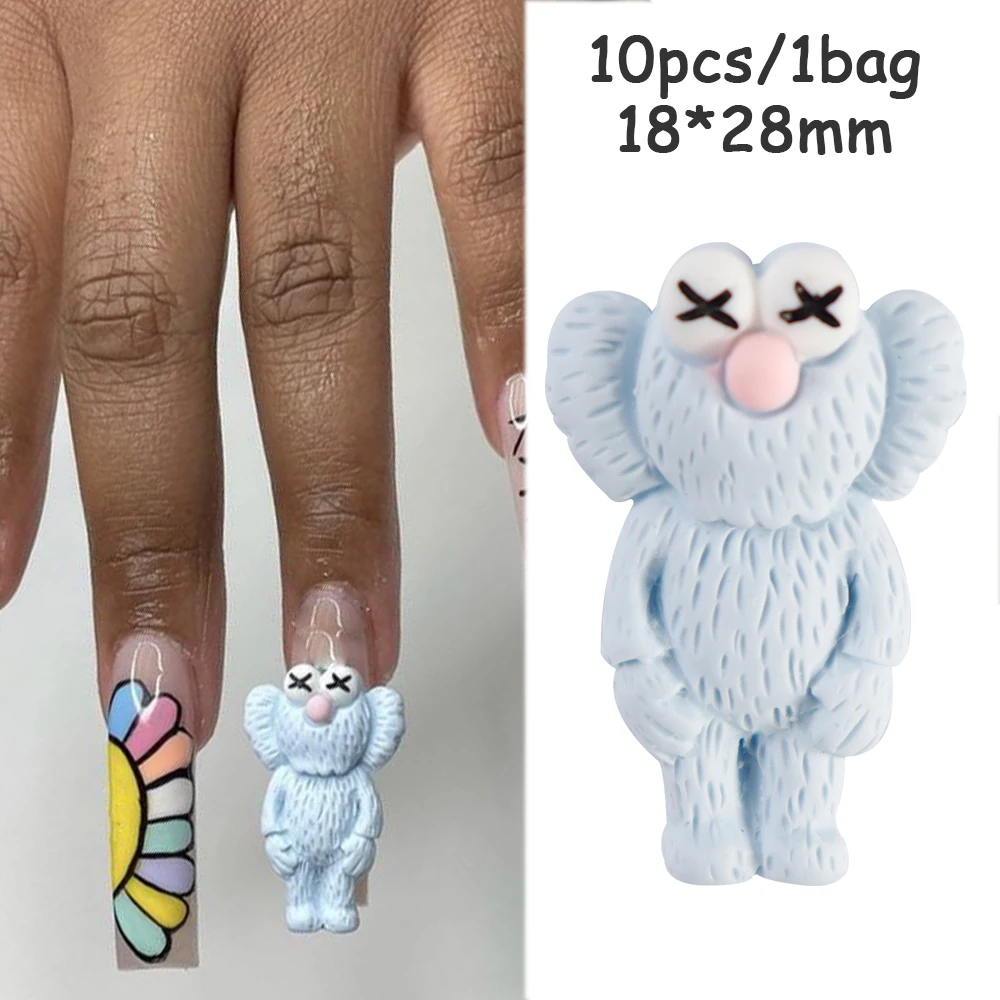 Figuras de dibujos animados para manicura, dijes para uñas de 18x28mm, manualidades de resina, joyería DIY, decoración artística de uñas, 10 piezas