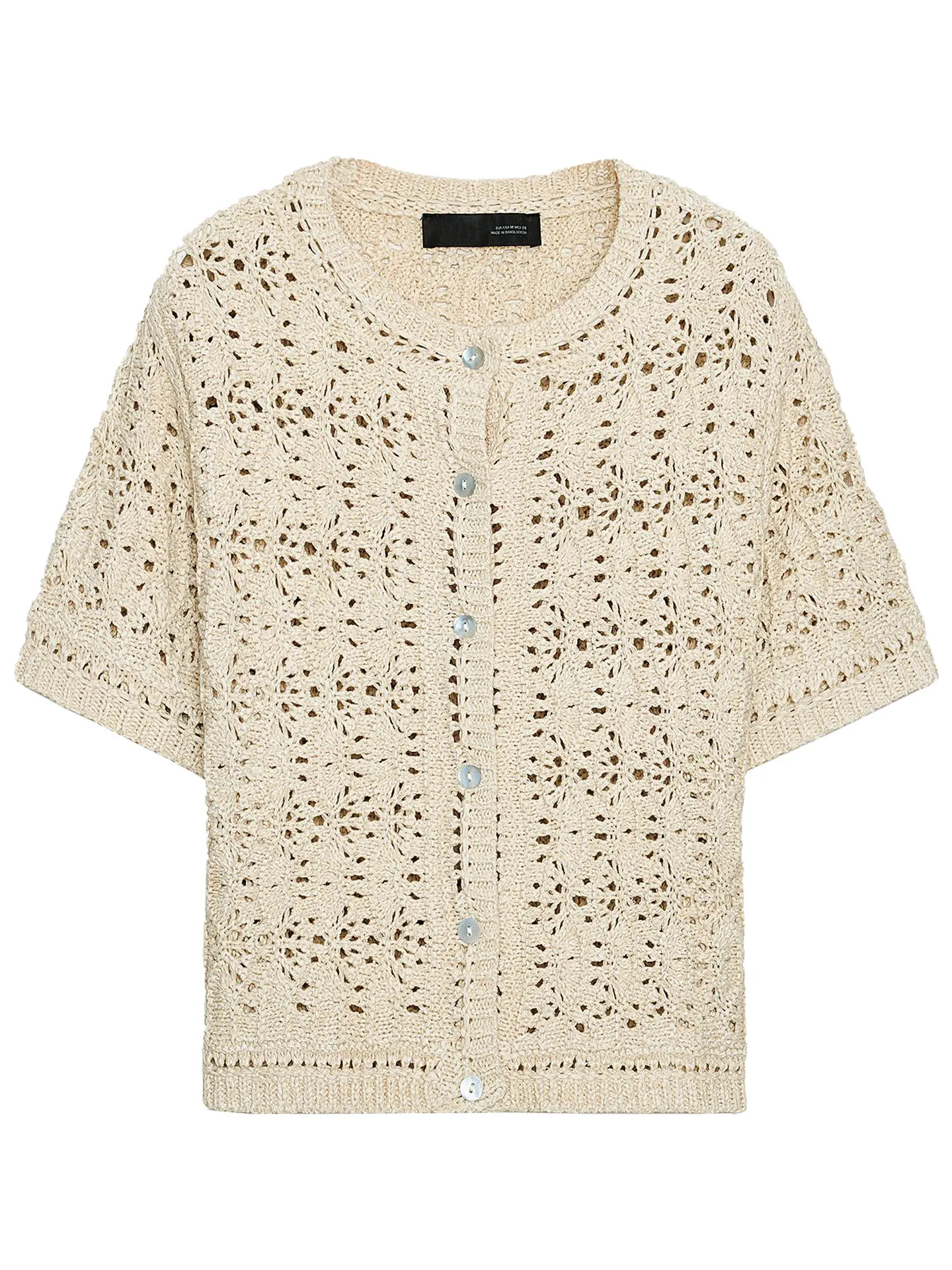 ZAPRHA 2025 Sommer Neue Süße Sle Vielseitige Hohl Gestrickte runde Ne ort Sve Offene Strickjacke Oberbekleidung 808200
