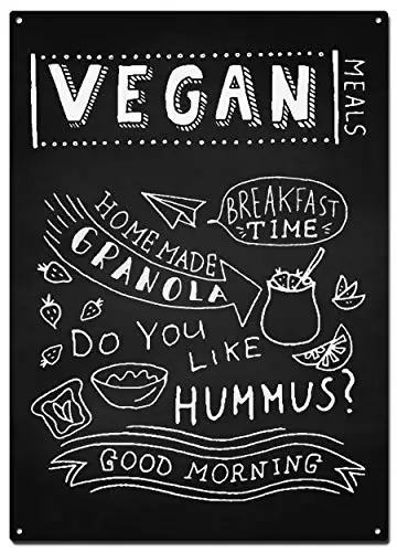 Vegan Blackboard Metal Tin Signs, Restaurant Blackboards Poster, Decorative Signs Wall Art Home Decor - 8X12 Inch (20X30 cm)