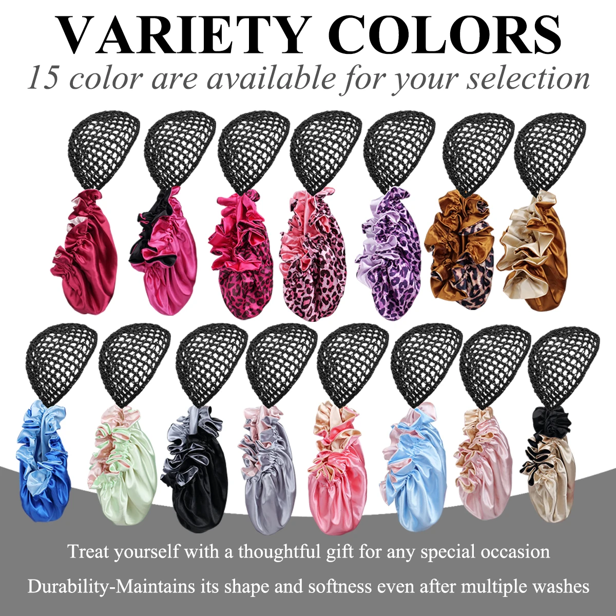 2-in-1 Anti-Static Night Cap Hat Frizz Reduction Smooth Sleep Aid Breathable Net Easy Wear for Long Straight Or Curly Hair