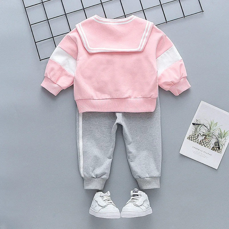 Toddler Girl Clothes Doll Collar Long Sleeve Pullover Sport Pant 2Pcs Set Baby Tracksuit Korean Style Kid Outfit Sweatshirt A505