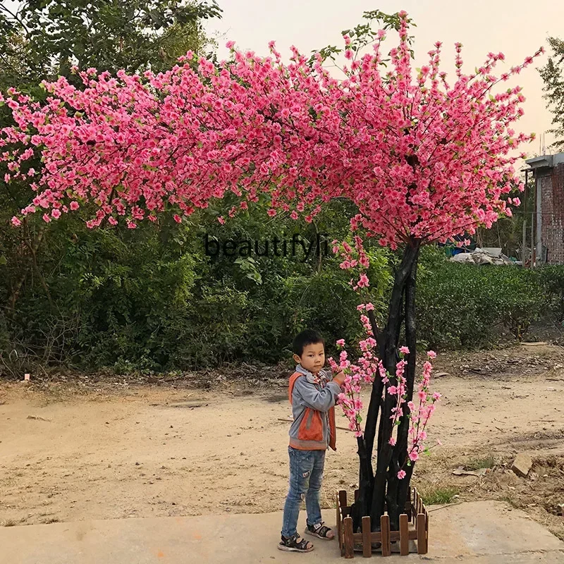a48 Emulational Peach Tree Fake Peach Tree Large Plant Artificial Cherry   Simulation Plum Tree Wishing  Peach Flower Decoration