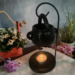 Quemador de cera de caldero colgante, maceta de Caldron de bruja, soporte de vela, suministros de brujería, difusor de Aroma de incienso de aceite esencial, decoración del hogar