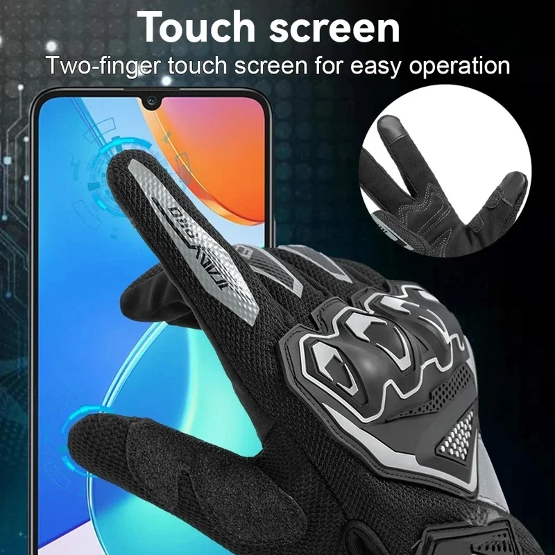 Summer Motorcycle Gloves Dirt Bike Items Full Finger Accessory Touch Screen Motorcyclist Glove Unisex for Moto Riding Cycling