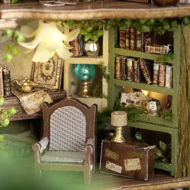 Holz Miniatur Puppenhaus 3D Puzzle Montage Gebäude Modell Kit Kleine Zimmer Spielzeug Hause Mit Möbel Beleuchtung Holz Handwerk Geschenk – Detail 12