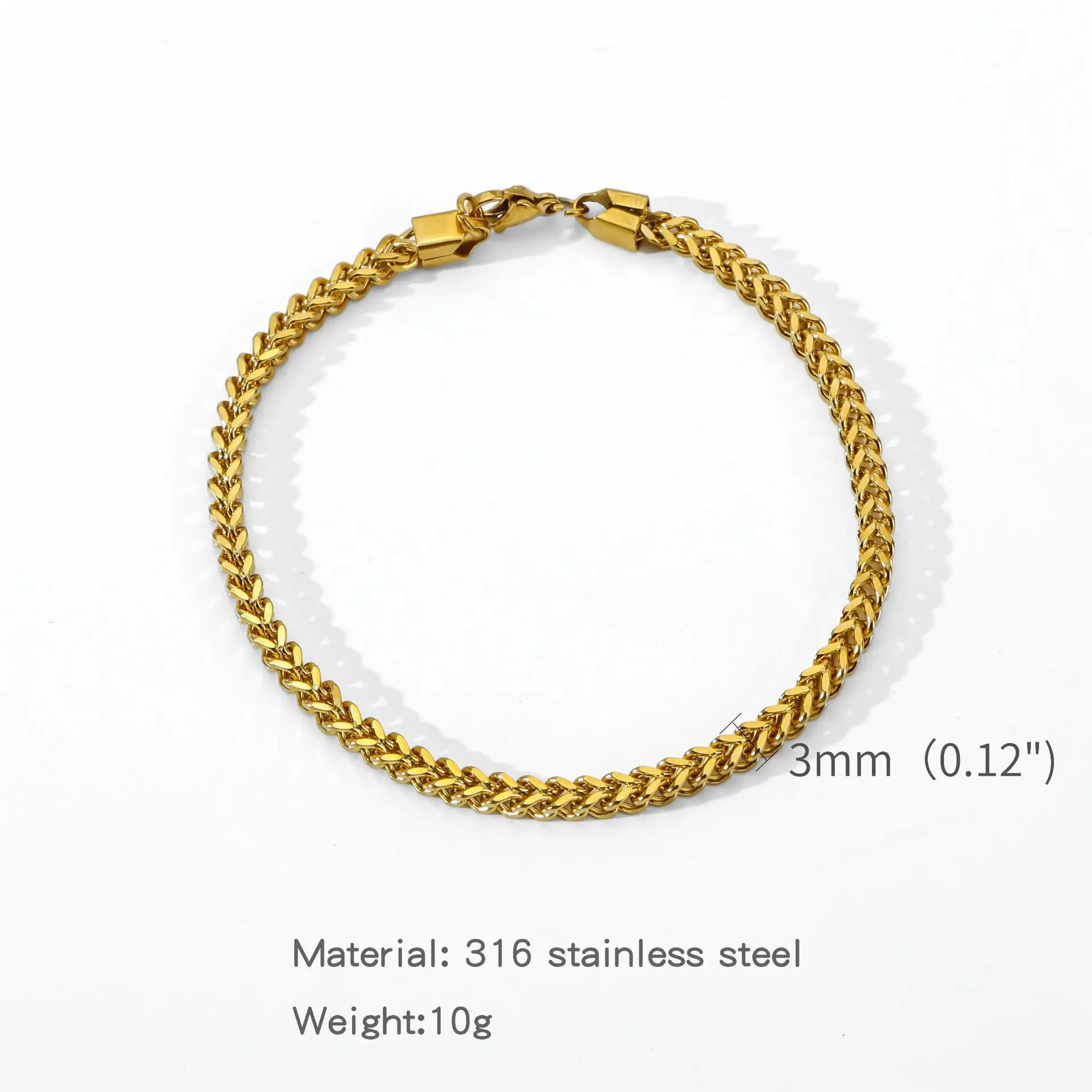 3mm Edelstahl Geometrisches Quadratisches Kubanisches Armband Einfaches Herrenarmband Trendiger Schmuck Armband für Damen Accessoires – Detail 5
