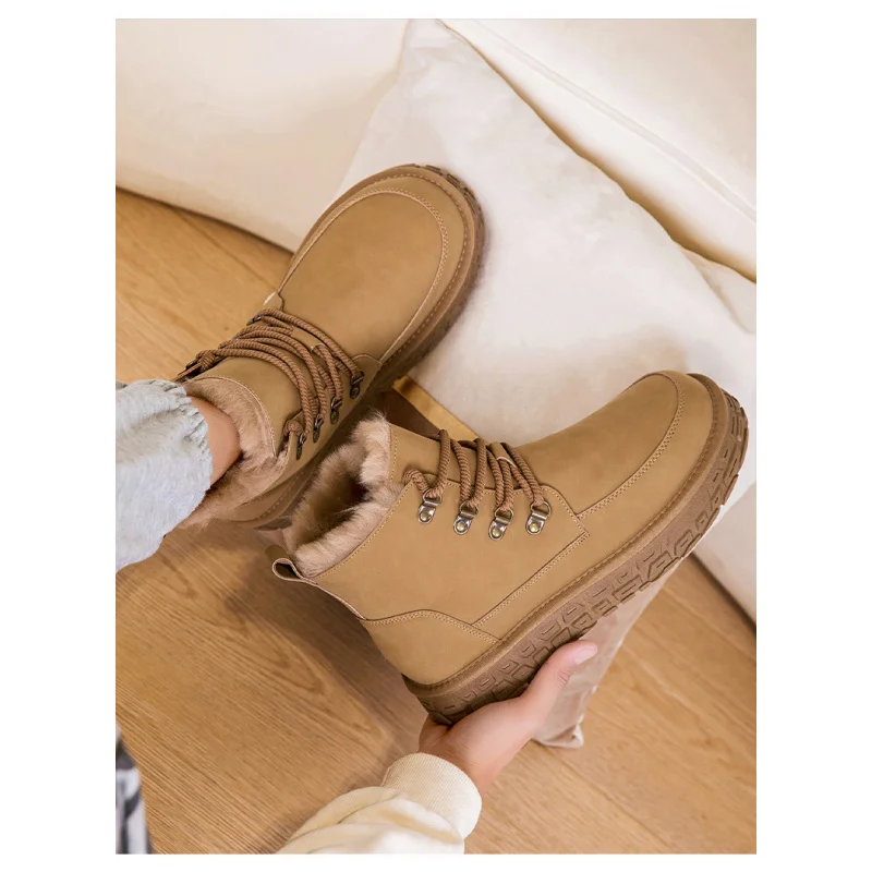 أحذية الثلوج الشتوية للرجال 2025، مبطنة بالفرو الصناعي ومضادة للانزلاق، نعل مكتنز لـ Hanukkah والنزهات الحضرية غير الرسمية