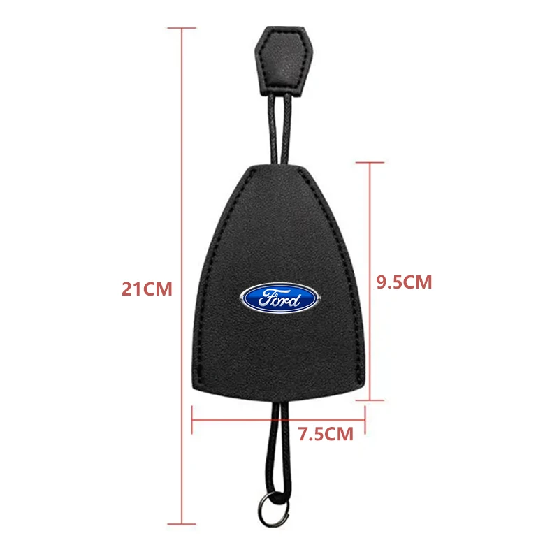 Leather Car Badge Key Cover Case Auto Key Bag Shell Keychain For Ford Focus 2 3 4 Mondeo Fiesta ecosport Kuga Fusion Ghia