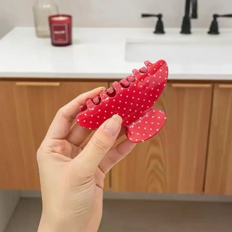 Retro Large Polka Dot Hair Claw Clip for Women Durable Acrylic Shark Clip for All Hair Types