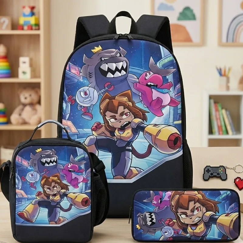 2026 New 3pcs Gameoverse 1 Set School Backpack Insulated Lunch Bag Pencil Case Anime Peripheral Gift For Kids