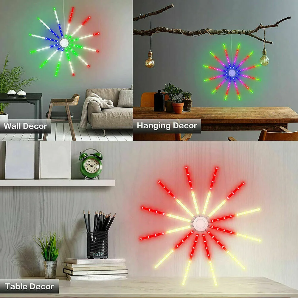 RGB Firework Light APP Remote Control Neon Strip USB 5V Color Changing Atmosphere Light Xmas Fairy Light Holiday Festival Decor