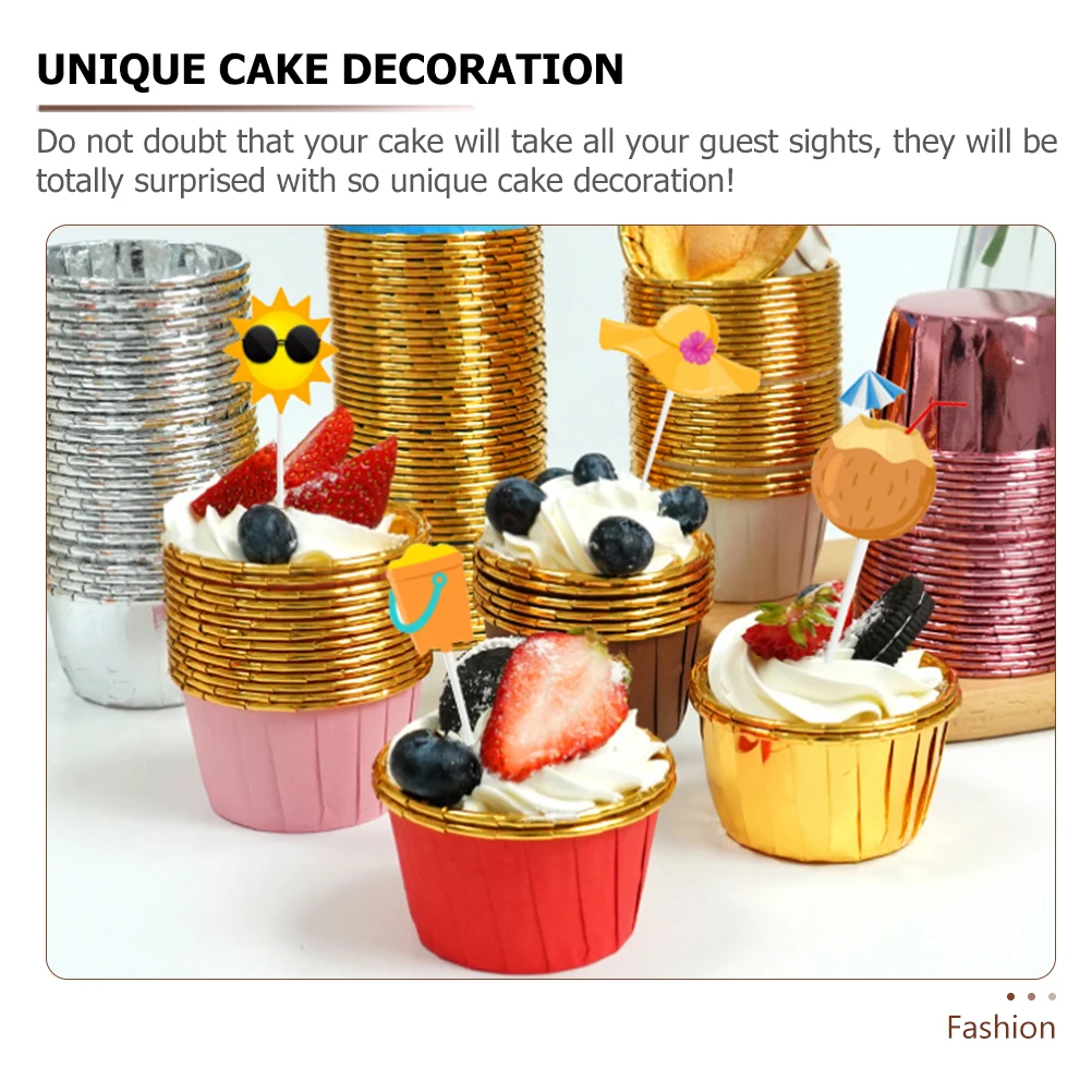 

12 Pcs Decorations Tropical Child Summer Beach Cupcake Toppers Picks Summer Cake Picks nament Birthday Party Cake Inserts