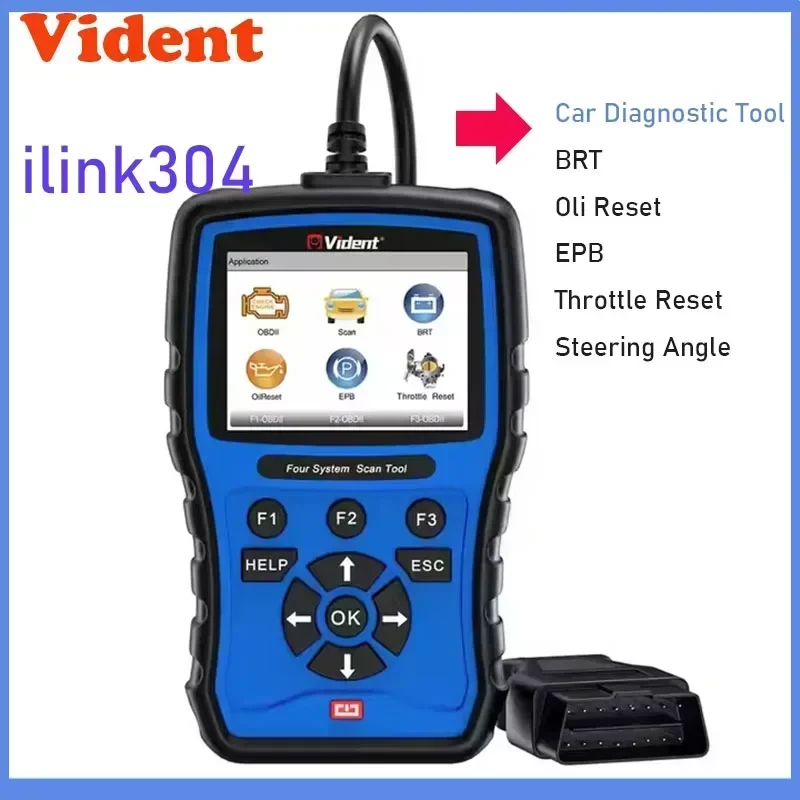 Newest Vident ILINK304 OBD2 Scanner PCM TCM ABS SRS 4 System Car Diagnostic Tool BRT/Oli Reset/EPB/Throttle Reset/Steering Angle