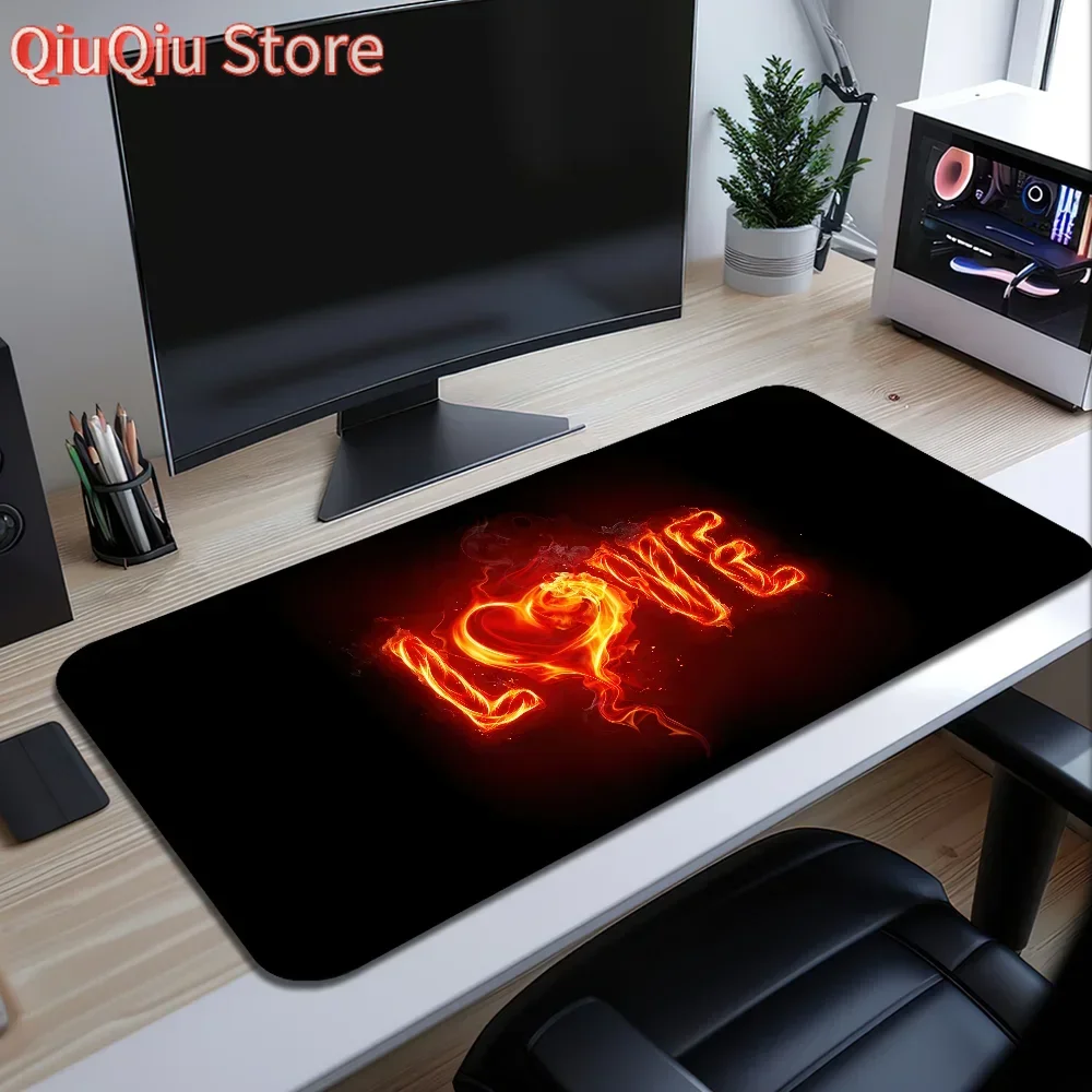 لوحة ماوس فنية من Love Fire، حصيرة مكتبية كبيرة غير قابلة للانزلاق ومضادة للفرش، لوحة مفاتيح مريحة للمكتب والمطاط والكمبيوتر المنزلي مخصصة