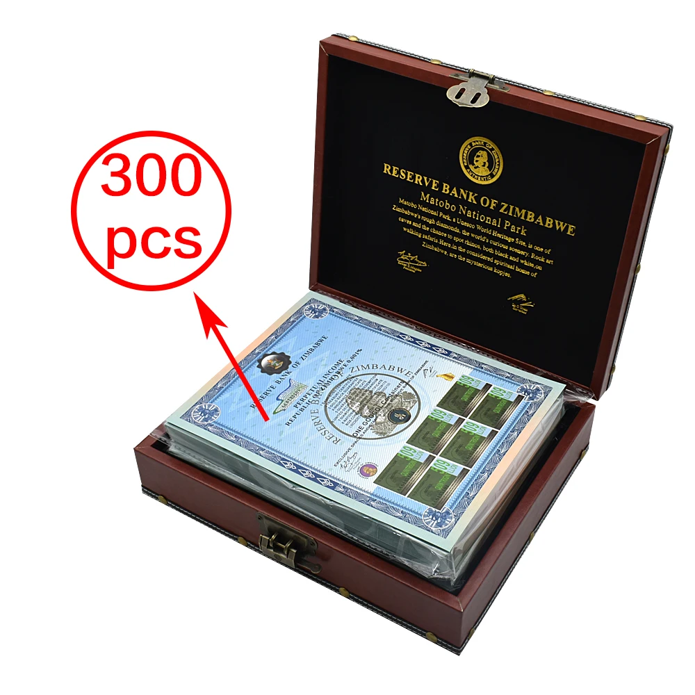 

300PCS/BOX Large Zimbabwe Banknote ONE COOGOL CONTAINERS Paper Money Serial Banknote with Fluorescent Effect