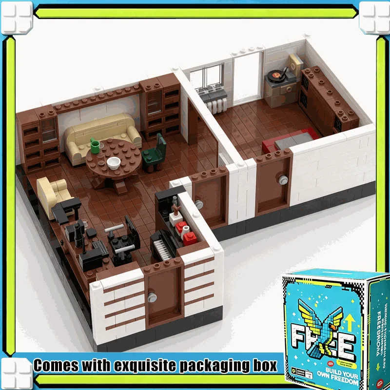 1188PCS Apartment Modular Building Blocks MOC Creative City Interior Model Custom Puzzle Architecture DIY Assembly Toy Gift Box