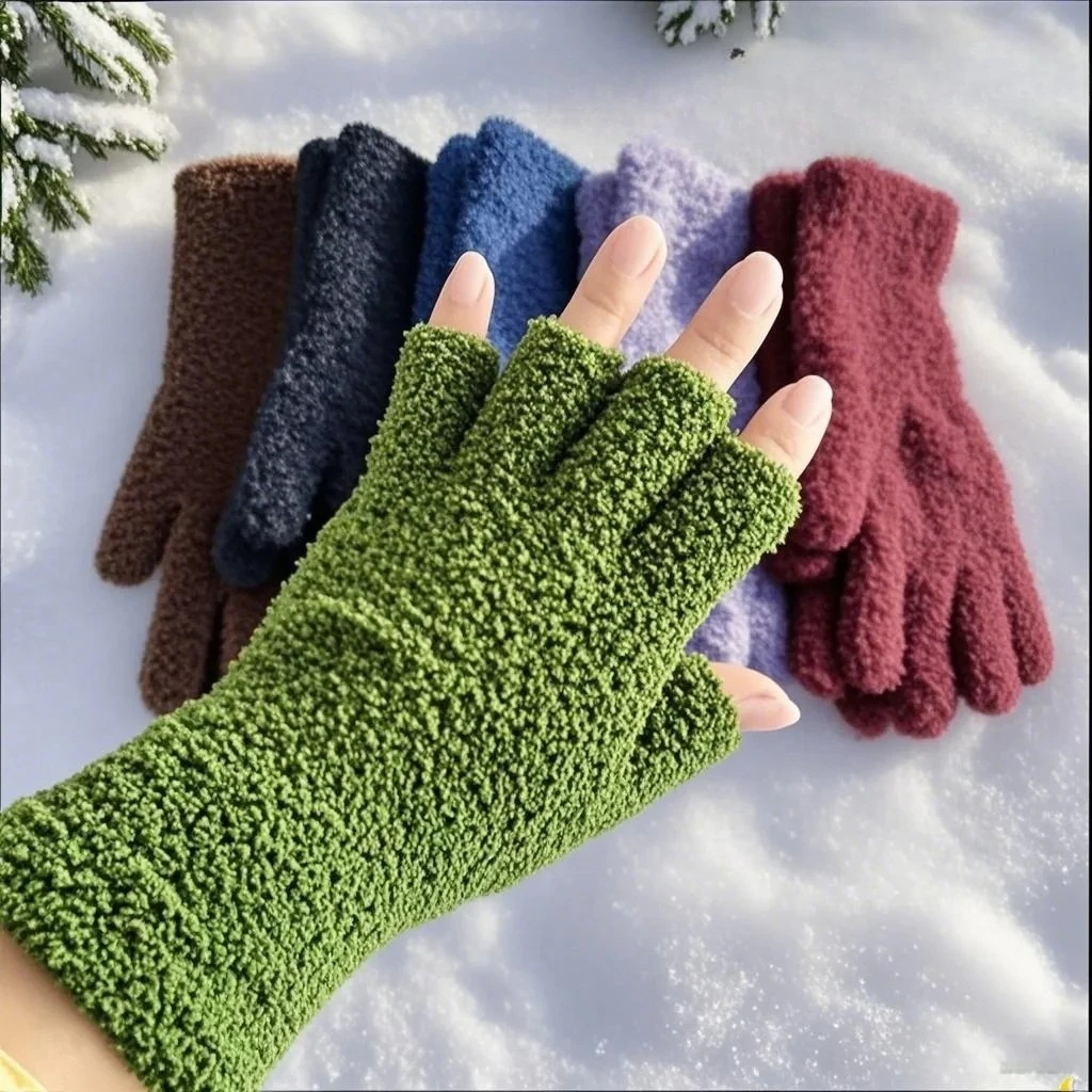 3Pair Winter Gloves - Extended Wrist and Cuff Thermal Gloves, Plush Cold-Proof Gloves for Skiing, Hiking, and Commuting-Washable