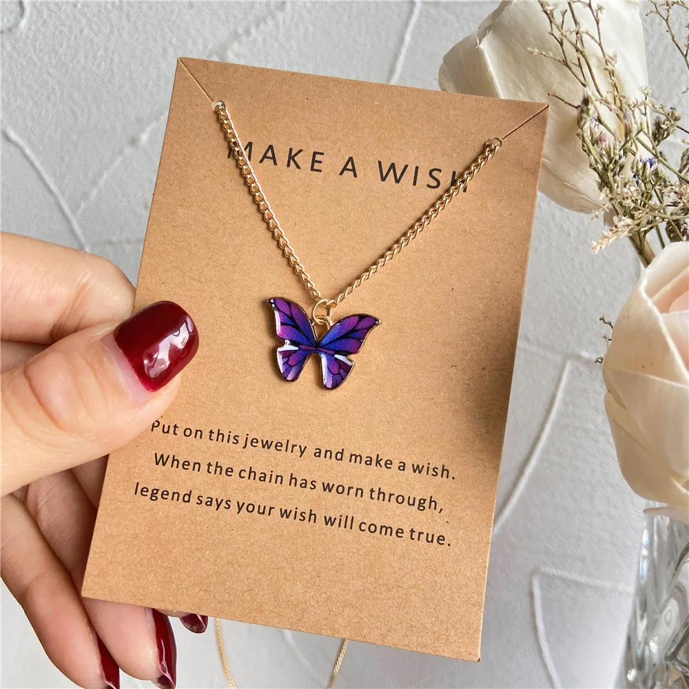 Fashion Women Necklace Korea Style New Butterfly Pendant Necklace Gift For Girl Cute Lovely Neck Jewelry Wholesale Dropshipping