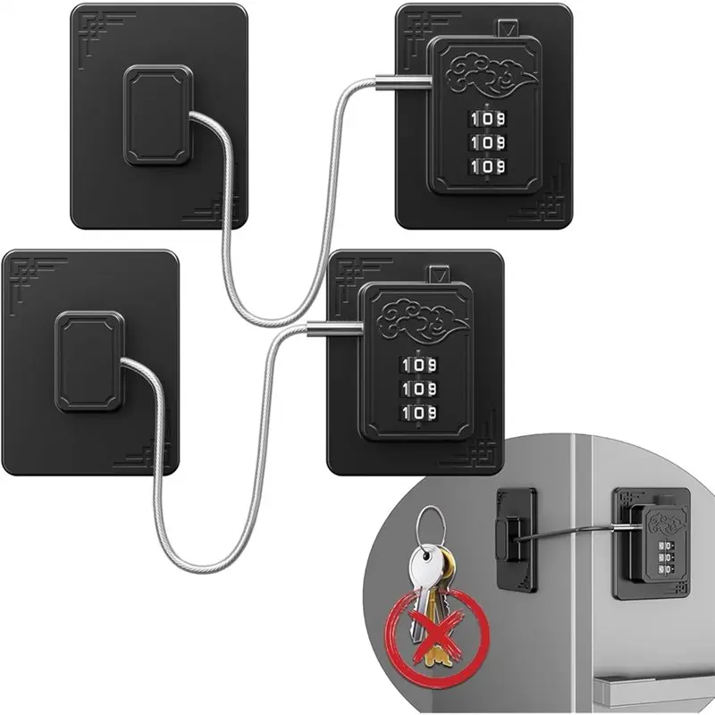 ABS Steel Wire Type 2 Set Child Lock Refrigerator Window Cabinet Anti-Opening Safety Lock 3-Digit Password-[A22I Store]