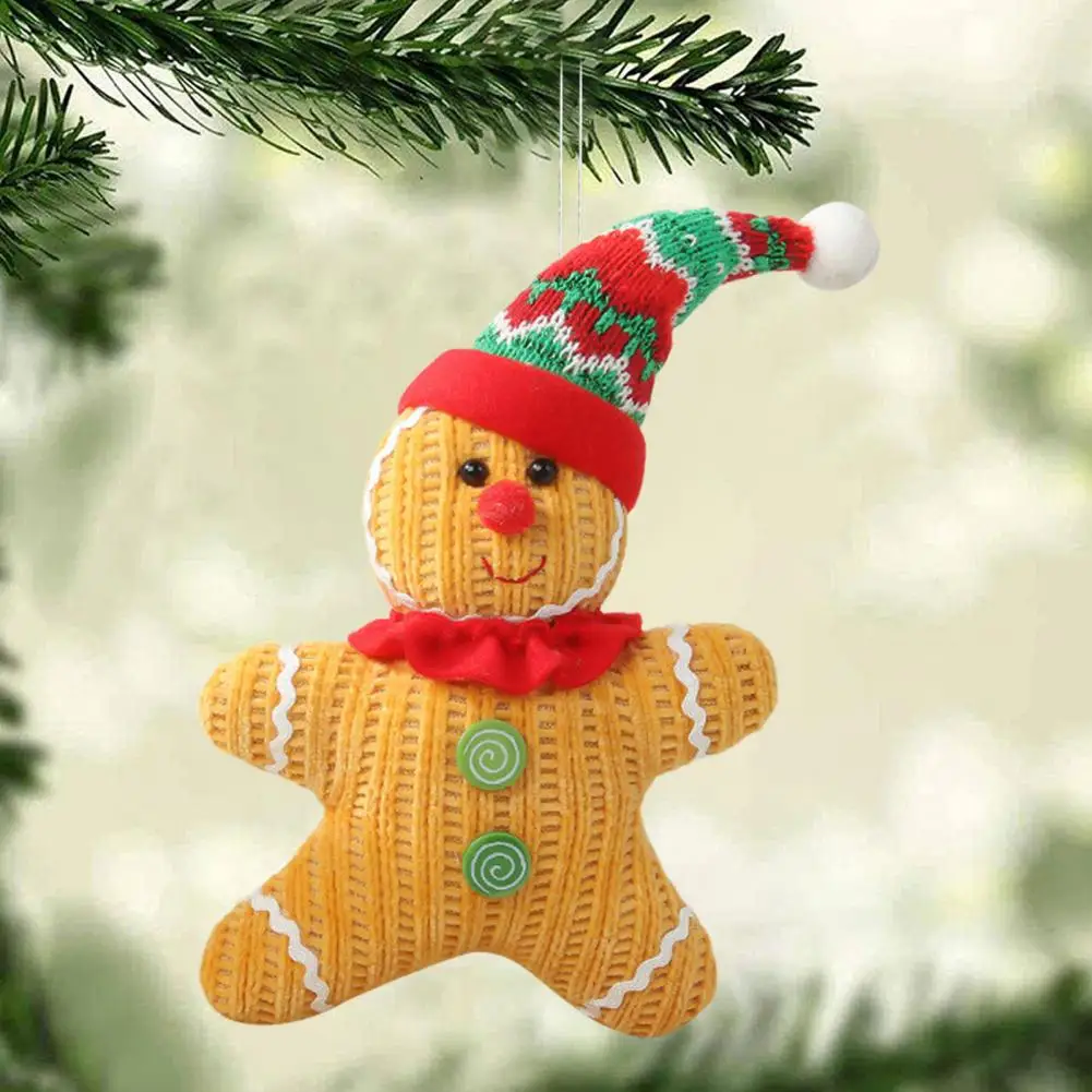 Hanging Gingerbread Man Decorations Gingerbread Man Plush Stuffed Doll Ornament Set for Christmas Tree Fireplace Decorations