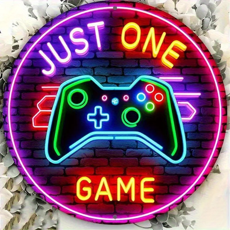 2D Metallschild, Retro-Videospiel-Controller Metall-Wandkunst, Wasserfest für Spielzimmer Männerhöhle Bar Garage Dekoration