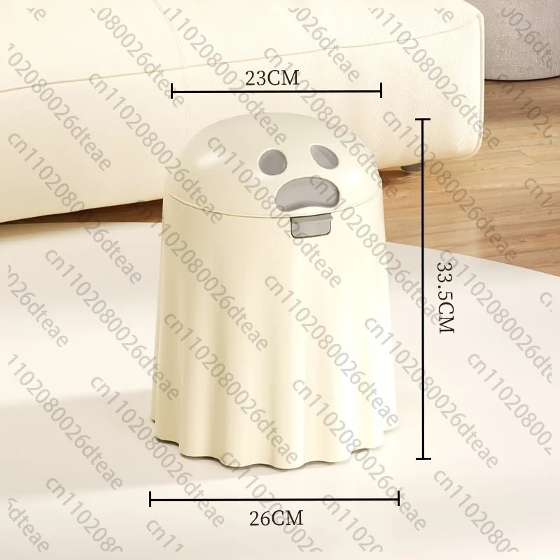 Weird Ghost Shape Wastebasket Press Type Recycle Bins With Lid Kitchen Trash Can Simple Living Room Storage Bucket Bathroom Bins