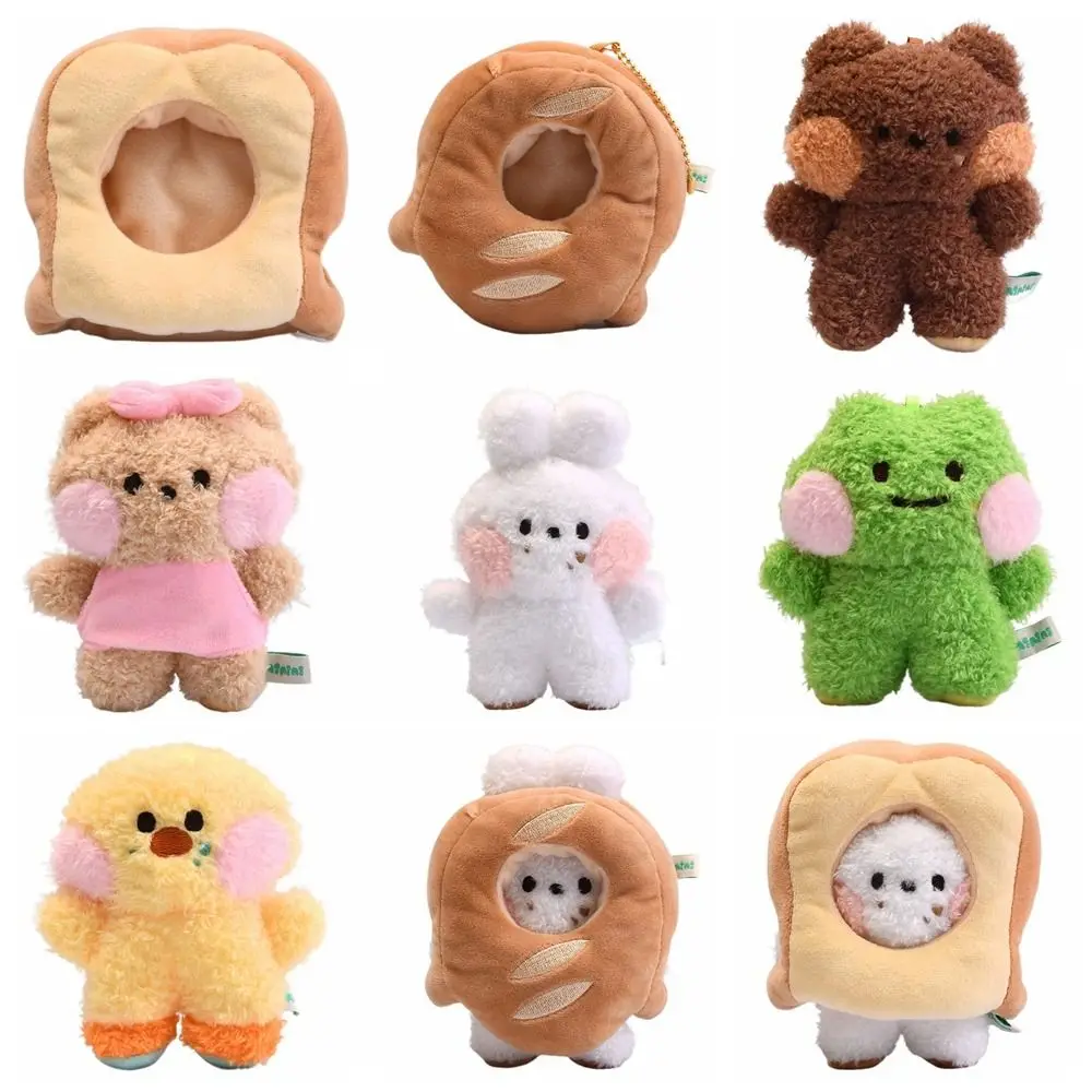 Gift Bread Series Cartoon Plush Doll 10CM Bear Rabbit Plush Toy Multicolor Stuffed Hanging Fluffy Animal Pendant