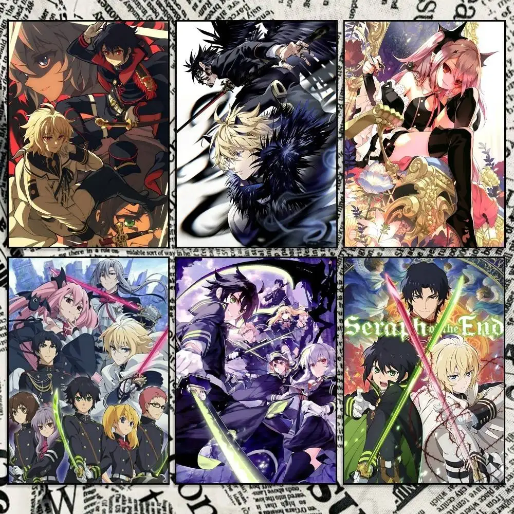 Vampire Reign Anime S-Seraph of the End Poster Self-adhesive Waterproof Paper Sticker Coffee House Bar Room Wall Decor