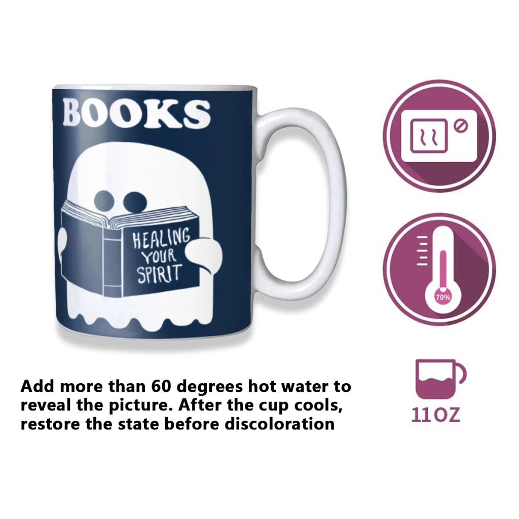 Books Creativity Change Color Chang mug Ceramic mug Hot Coffee Cup Breakfast Cup Mug Friend Gift