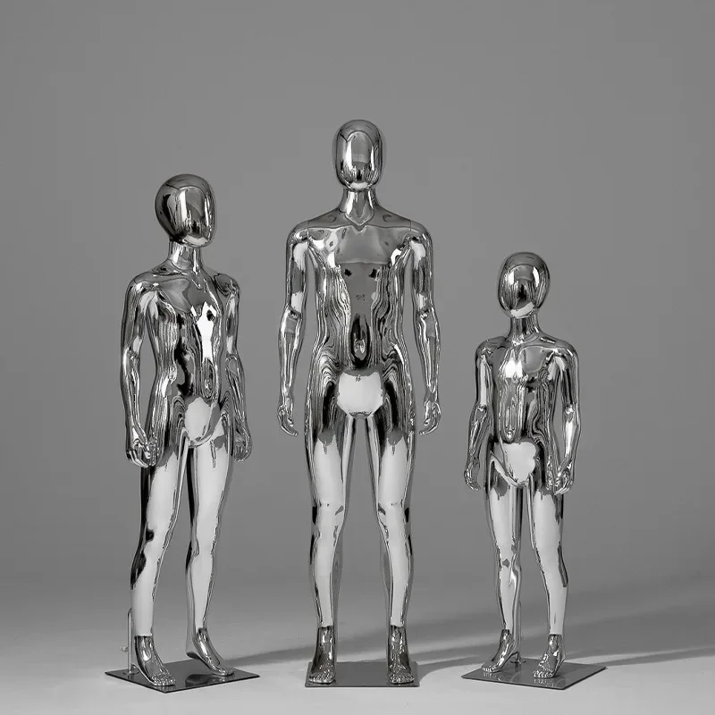 Electroplated silver children's model props full body children's model window clothing display stand