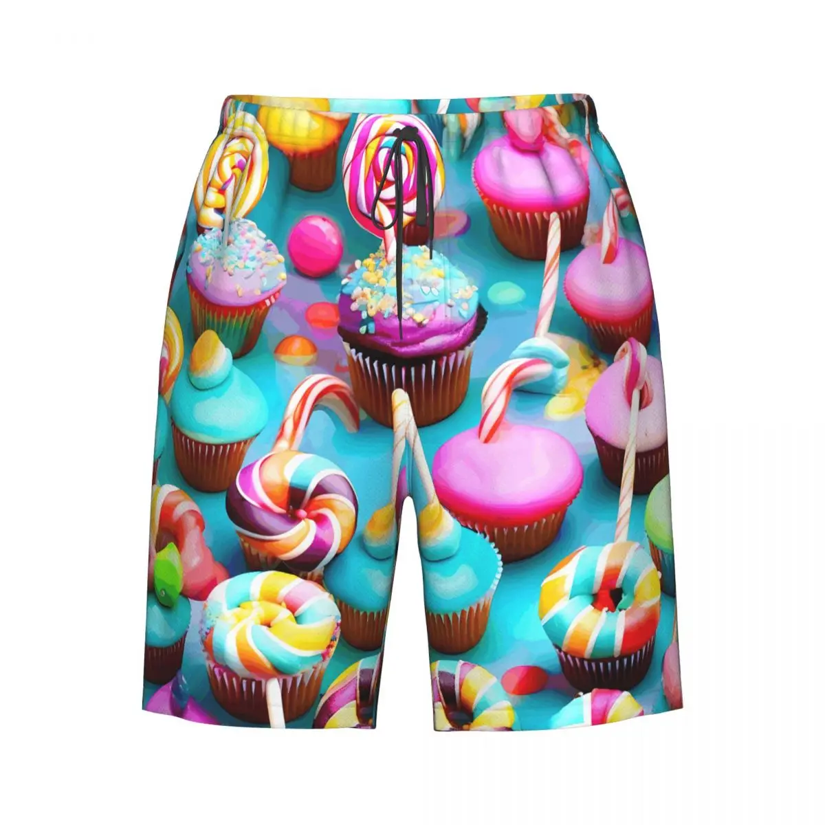 Men's Swim Trunk Colorful Candy Print Quick Dry Beach Shorts with Pockets Beach Pants Swimsuit