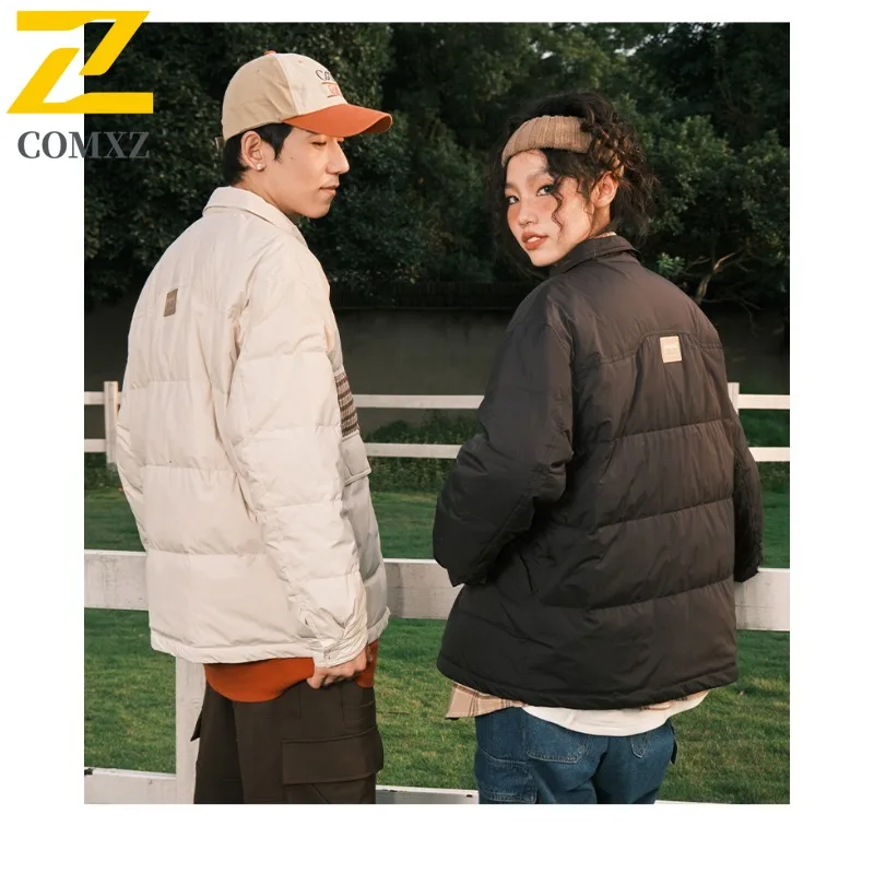 COMXZ Men's Winter Jacket Color Block Style Versatile Design Travel Trip Puffer Jacket Daily Outing Warm Feature Padding Coat