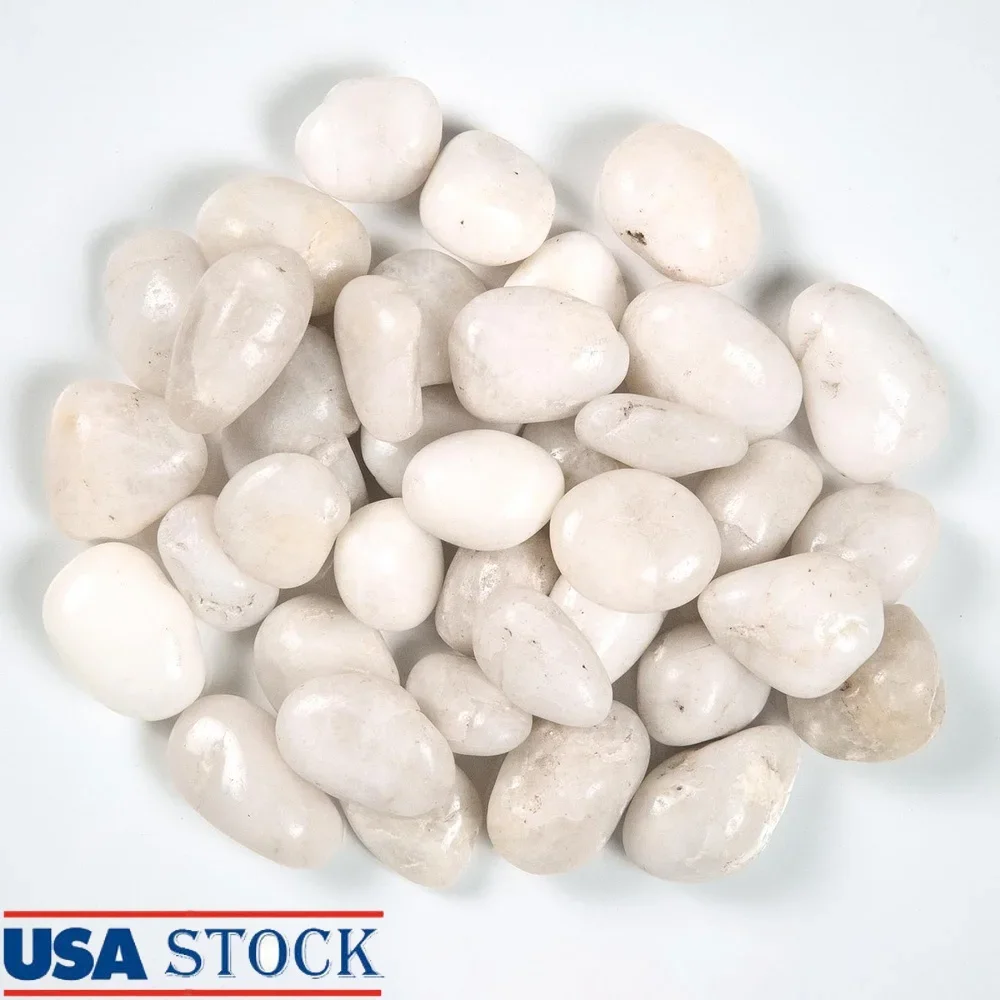

Polished White Pebbles 40Lb Bag Grade 1 Marble Decorative Stones Landscaping Garden Mulch Washout Prevention Natural Look