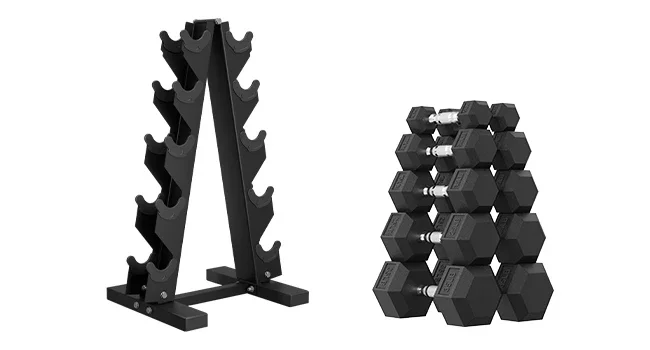 dumbbell set with rack