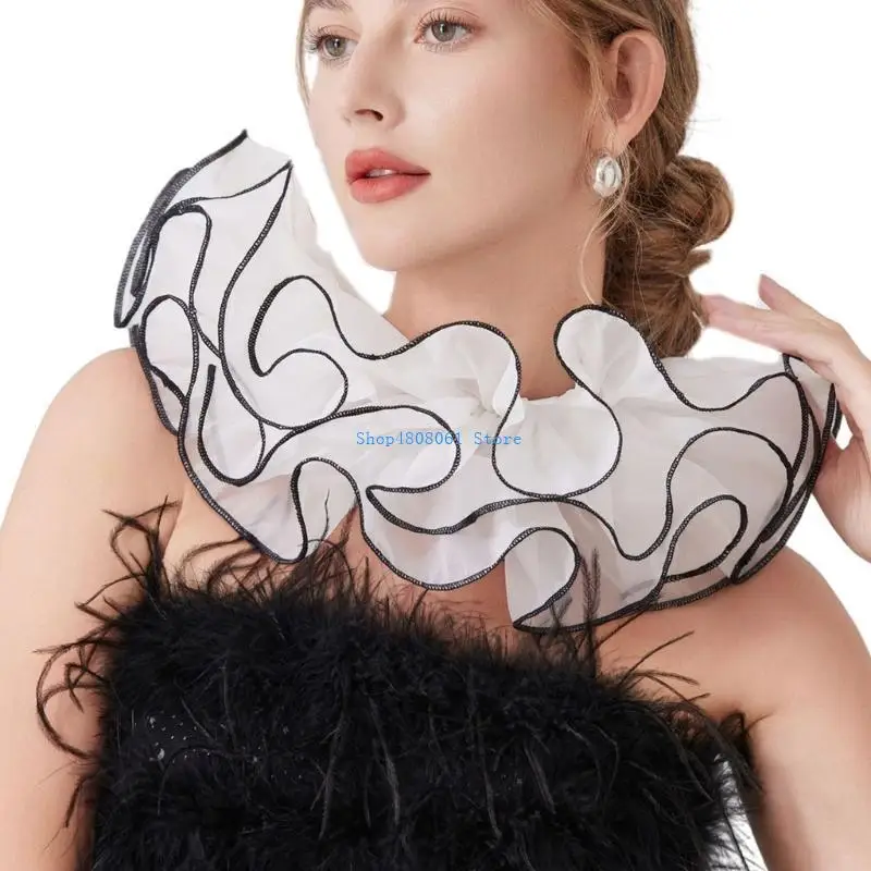 T3LC gotische kanten kraag Halloween-accessoire voor volwassenen kinderen cosplay ademend polyester