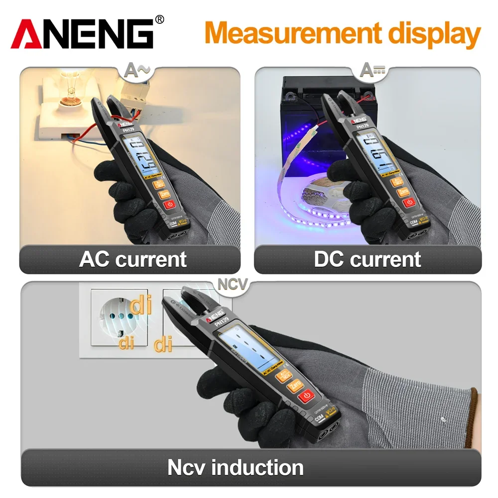 ANENG PN129 Digital U-Clamp Meter 100A AC/DC 600V Ammeter NCV Induction Auto-Ranging Multimeter 4000 Counts Electrician Tools