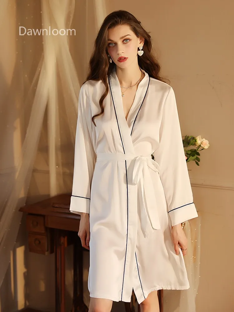 

Элегантное атласное пижамное платье для отеля, женское цветное домашнее платье со шнуровкой и длинными рукавами, верхний халат