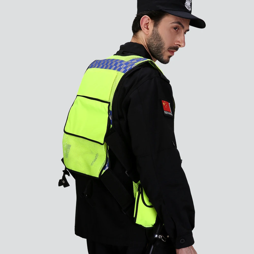 Hi Vis Work Vest Construction Worker Traffic Police Multi-Pocket Safety Clothing Hi Vis Workwear