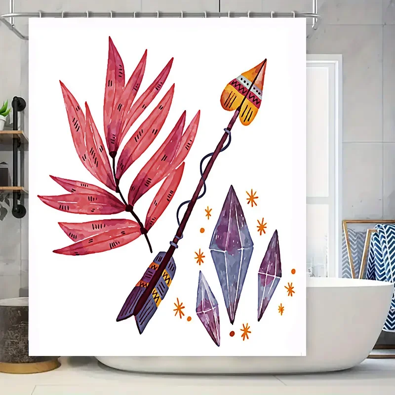 

Красочная занавеска для душа со стрелками в богемном дизайне, декор для ванной комнаты, акварельный стиль, настенный художественный принт, украшение для дома в розовом пу