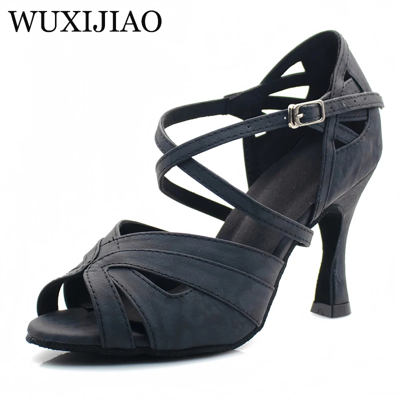 WUXIJIAO brand fashion ballroom dance Latin tango shoes women soft bottom high heel women stable tricolor Latin dance