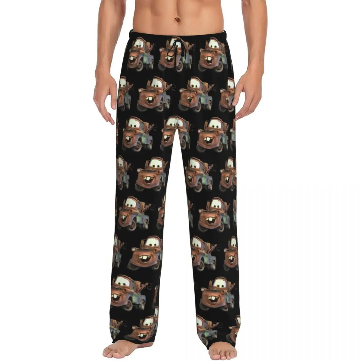 Custom Men RoomMates Cars Mater Lightning McQueen Pajama Pants Kawaii Classical Sleepwear Sleep Lounge Bottoms with Pockets