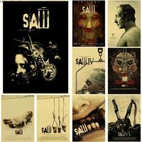 Vintage Saw Horror Movie Poster  Retro Kraft Paper Art for Home Bar Cafe  Cinema Wall Decor
