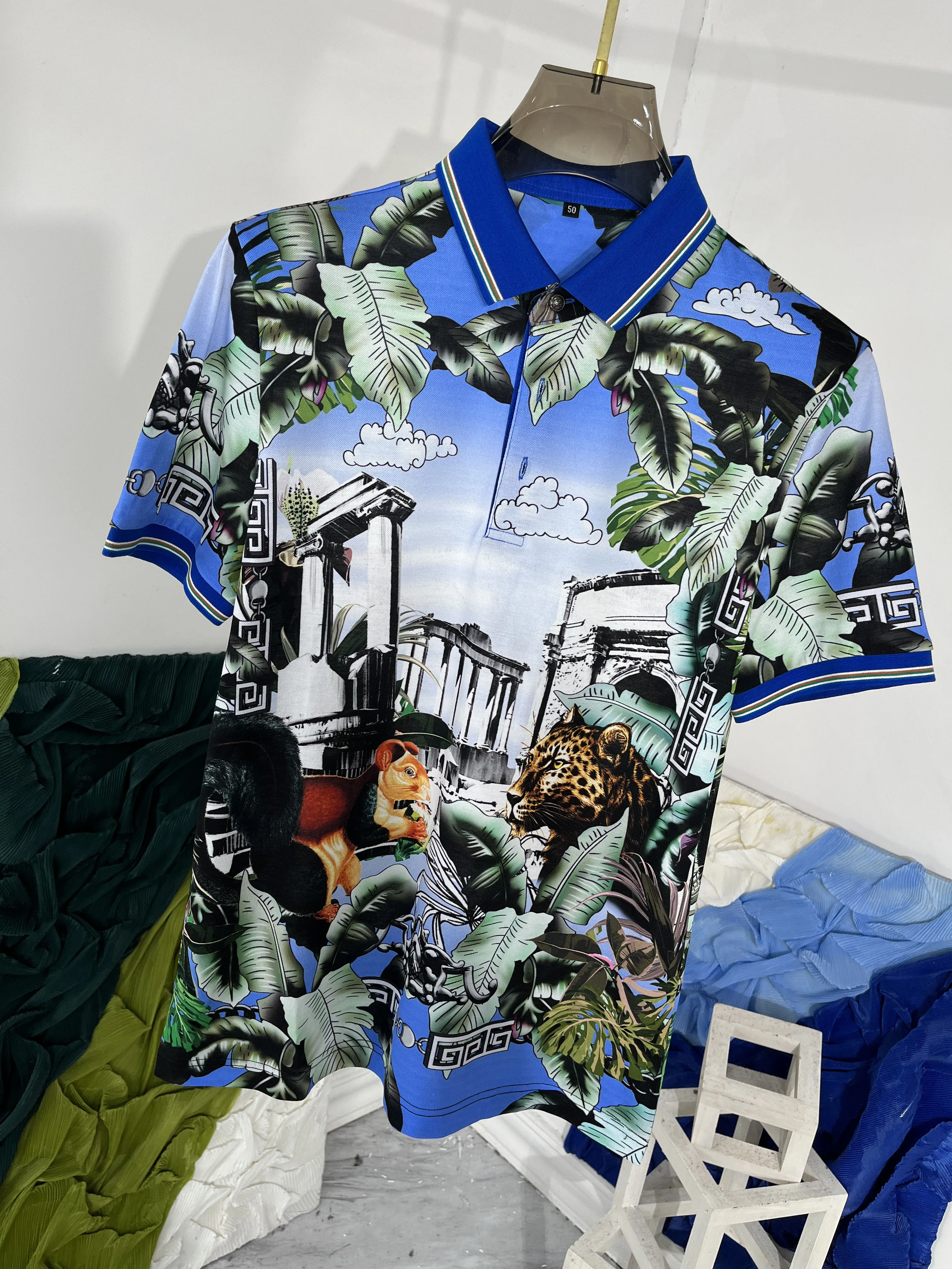 2024 Spring Summer Brand New Designer Fashion Men's High Quality Ainimal Print Polo Shirt C311