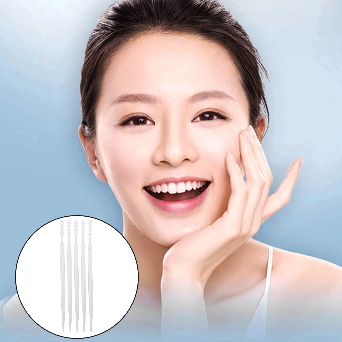 

200Pcs Interdental Brush Double-Head Sky-Blue Oral Care Removes Food Debris Cleans Between Teeth Keeps Gums Healthy Toothpick